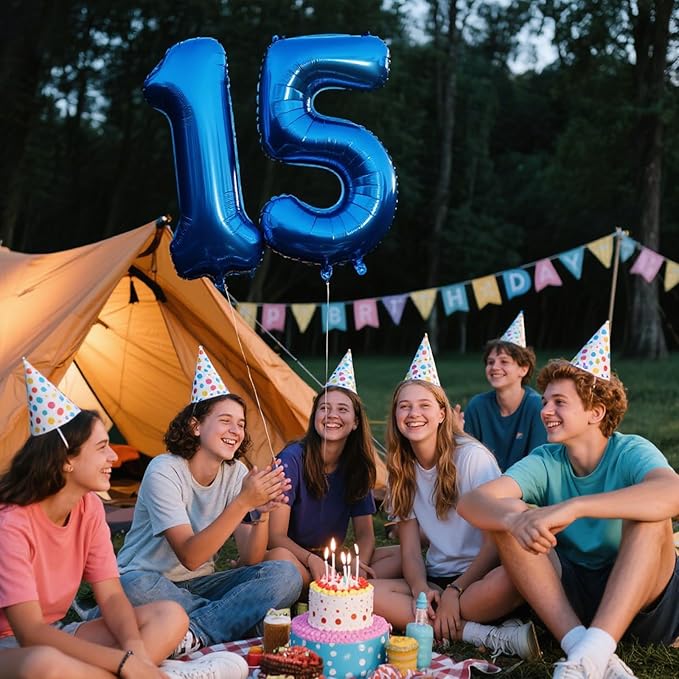 40 Inch Navy blue Number 15 Digital Balloon,Jumbo Mylar Foil Helium Balloon for 15 Balloons for Birthday Party,Wedding Anniversary Party Decorations