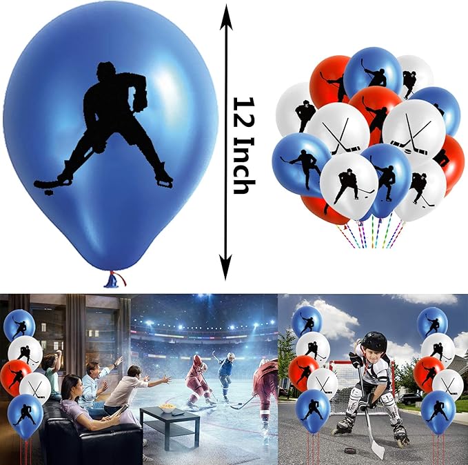 60PCS Hockey Party Decorations Latex Balloons - Hockey/Sport Game Birthday Party Supplies Favors