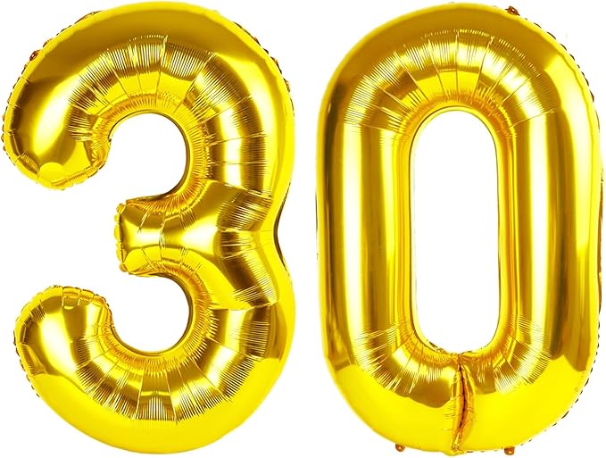 Number 30 Balloon, 40 Inch Happy 30th Birthday Decoration for Her Him, Gold Foil Number Balloons for Celebration Engagement Memorial Day's Big Event Supplies