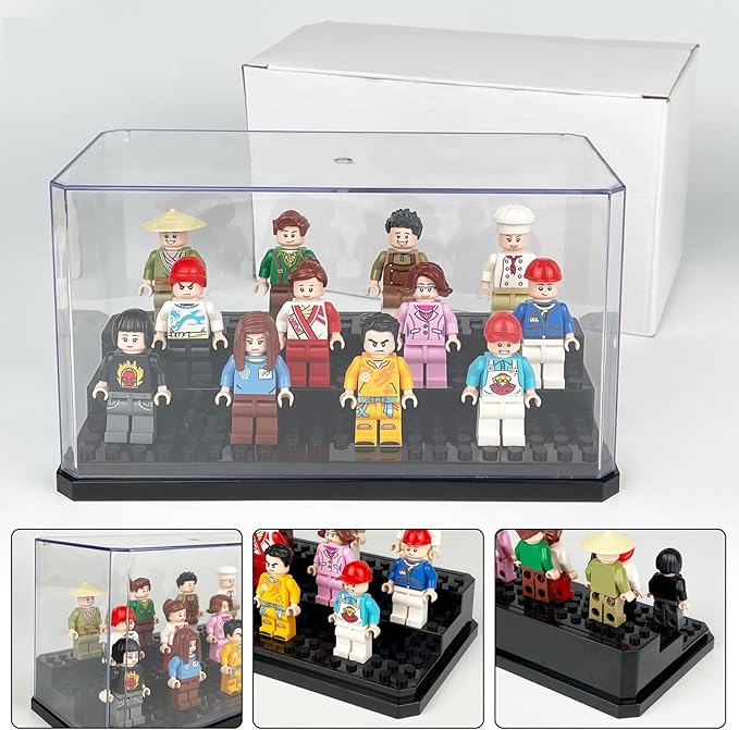 Acrylic Minifigure Display Case Stackable Action Figures Blocks Display Box, Clear Dustproof Display Case Box for Lego Lovers