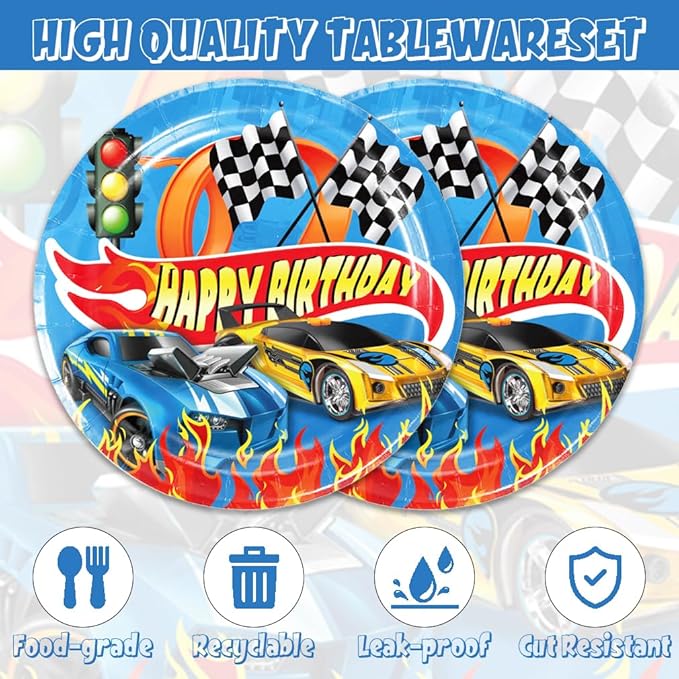 40Pcs Hot Cars Plates and Napkins Hot Cars Party Favors Hot Cars Birthday Party Decorations for Boys Race Car Birthday Party Decorations Serve 20 Guests