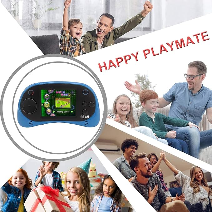 E-MODS GAMING Kids Handheld Games 16 Bit Retro Video Games Console with 220 HD Electronic Games - 2.5'' LCD Portable Travel Games Entertainment Gifts for Boys Girls Ages 4-12 (New Blue)