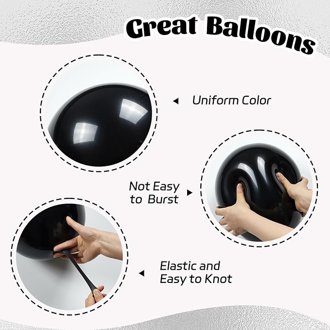 60pcs Black and Silver Balloons 12inch, Black and White Balloons with Metallic Silver Confetti Balloons for Baby Shower Wedding Birthday Graduation Party Decorations