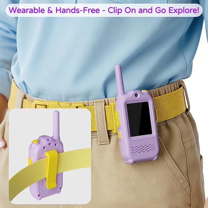 Video Walkie Talkies for Kids, Kids Walkie Talkies 2 Pack Video Intercom for Age 3-12 Year Old Boys Girls with Rechargeable Battery, Indoor Outdoor Toys for Family Games Outside, Camping, Hiking