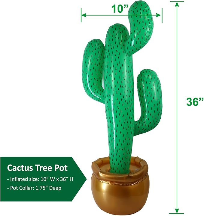 GiftExpress 2 Pack Inflatable 36" Cactus Prop Décor for Mexicano Fiesta Theme Party Decorations, Cinco De Mayo Prop, Hawaiian Pool Party, Desert Western Cowboy Theme Party (36" - 2 Pack)