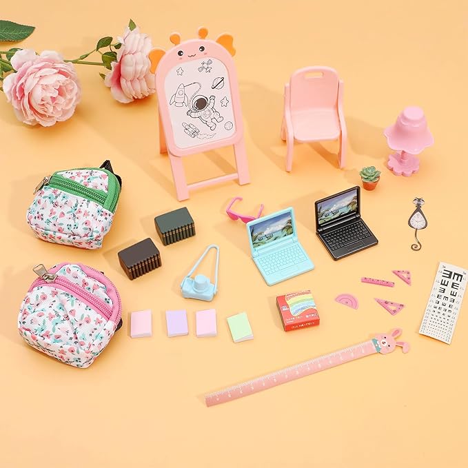 ONEST 45 Pieces Mini House School Supplies Mini School Accessories Miniature House Home Miniature Model DIY Accessories