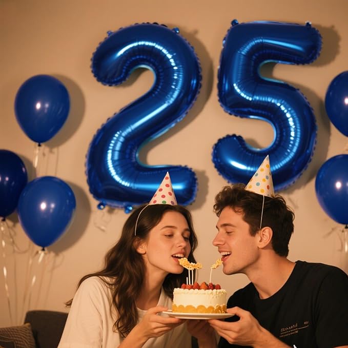 40 Inch Navy blue Number 25 Digital Balloon,Jumbo Mylar Foil Helium Balloon for 25 Balloons for Birthday Party,Wedding Anniversary Party Decorations