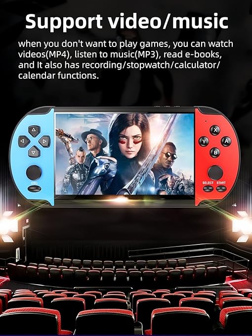 JXD 5.1-inch Multi-function Game console Built-in Classic Retro Games Arcade Video Music E-book Recording TV output Handheld Game Console Portable Game System Birthday/Christmas gift