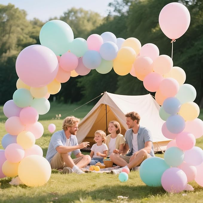 Pastel Rainbow Balloons Arch Garland Kit Different Sizes 18 12 5 Inch Latex Balloon Assorted 114Pcs Pastel Color Party Ballons Arch for Birthday Baby Shower Wedding Anniversary Party Decorations.
