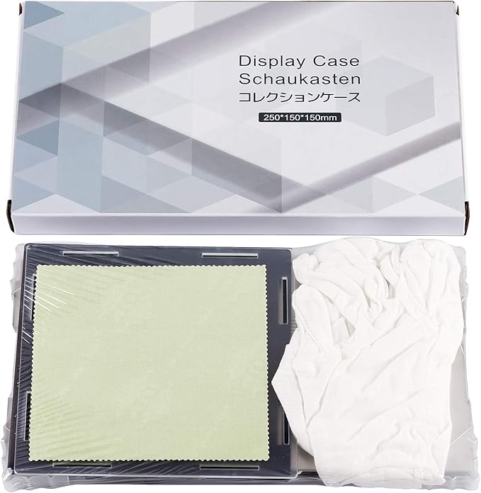 Acrylic Display Case Clear Display Box with Mirror Countertop Cube for Collectibles, Action Figures, Miniature Figurines Dustproof Protection Storage & Organizing (Black, 5.9x5.9x9.8in)