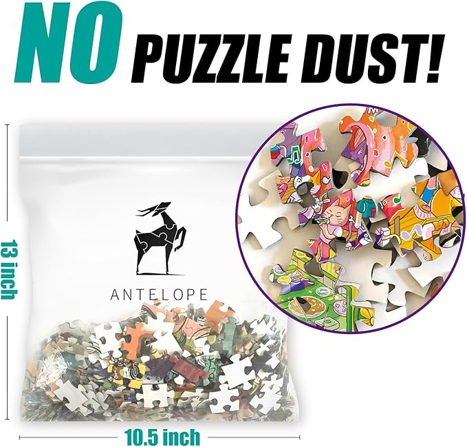 Antelope 2 in 1 1000 Piece Puzzle Bundle - Catndyland - 1000 Piece Jigsaw Puzzle Bundle with Drive in Movie - 1000 Piece Jigsaw Puzzle