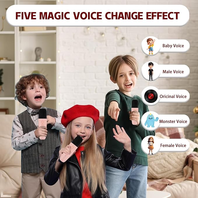 Mini Karaoke Machine for Kids Adults, Christmas Birthday Gift for Girls Age 3-12, Portable Bluetooth Karaoke Speaker with 2 Wireless Microphone, Girls Toys for 4, 5, 6, 7, 8, 9, 10, 11, 12+ Years Old