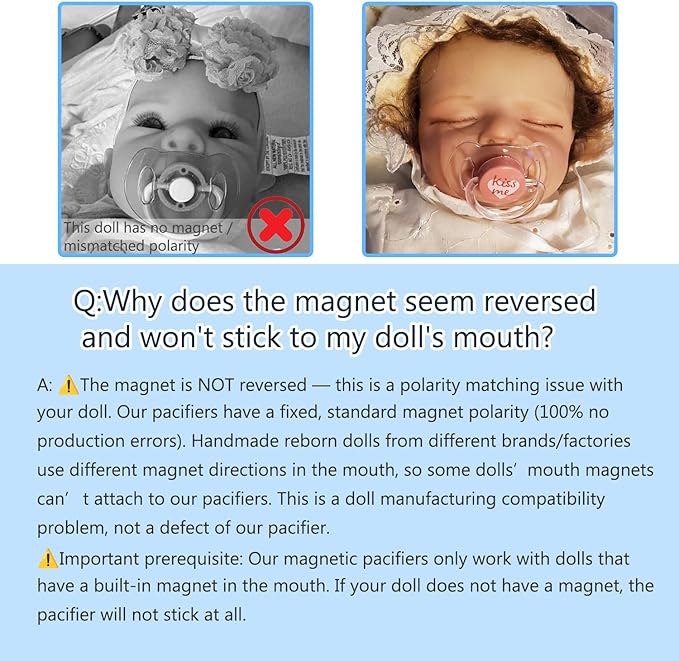 3 Pcs Baby Doll Magnetic Pacifier Feeding Set, Realistic Reborn Doll Accessories with Reborn Bottle, Magnetic Doll Binky & Star Clip, Blue Pretend Play Toy for Kids Gift