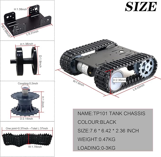 Professional Smart Robot Tank Car Chassis for School Eduactional Science Kits, DIY RC Tracked Robotic Obstacle Avoidance Platform Crawler Model with 2pcs Plastic Caterpillars, Remote Control STEAM