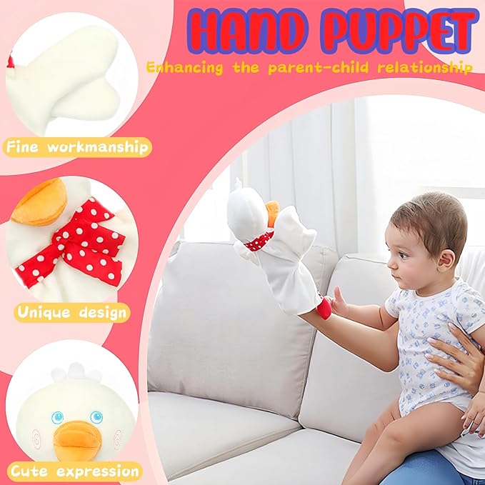 Duck Hand Puppets for Toddlers and Kids 4-8, Cute Duck Hand Puppets Toy, Soft Animal Plush Soothing Toys for Toddlers 3-5, Show Theater Props, Easter Basket Stuffers, Party Favors