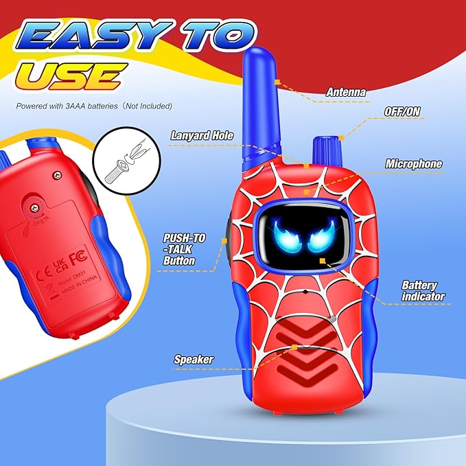 Walkie Talkies Toys for Kids Ages 3-8 Gifts Walkie Talkies with Glowing Eyes for 3 4 5 6 7 8 Year Old Boys Kids Toddlers Birthday Gift Outdoor Camping Toy for Boy Kid Toddler Age 3-5 5-7 4-6