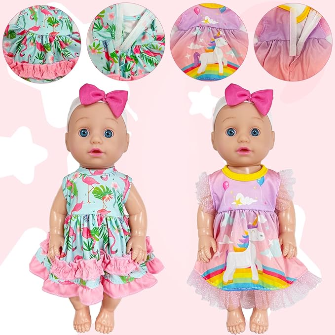 8 Sets Baby Doll Clothes,Baby Alive Clothes Dress Outfits Accessories for 10-12 Inch Girl Dolls,Christmas Birthday New Year Gift for Kids