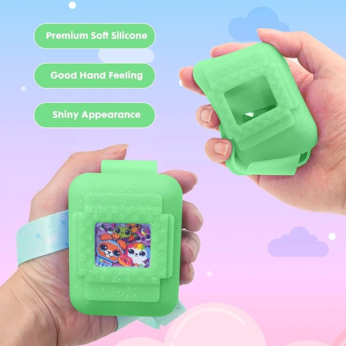 Silicone Cover Case for Bitzee Interactive Toy Digital Pet,Cases with Lanyard,Protective Case Holder Skin for Bitzee Virtual Electronic Pets for Girls & Boys (Green)