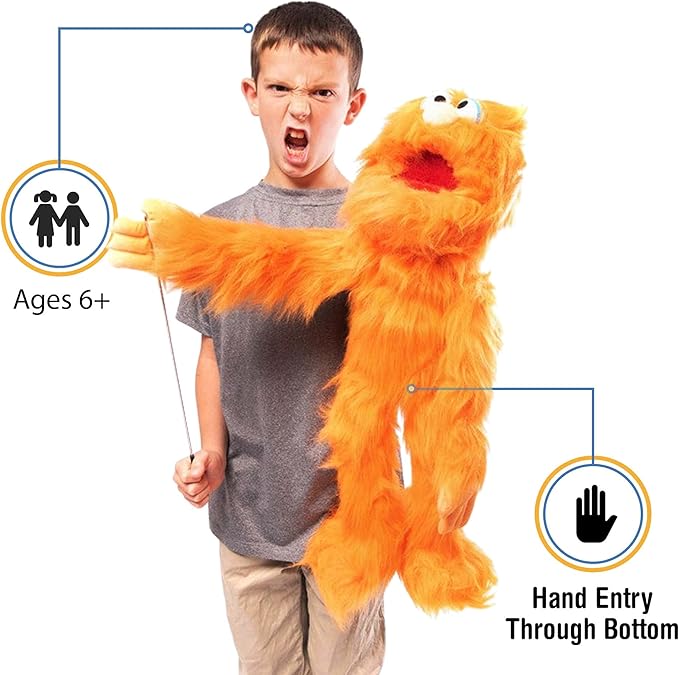 30" Orange Monster Puppet, Full Body Ventriloquist Style Puppet