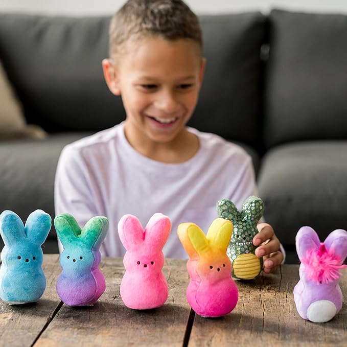 Animal Adventure | 4" Blue Palm Pet Bunny Peeps Plush | Easter Basket Stuffed Animals for Kids | Marshmallow Candy | Huggable Soft Plushie Stuffers Buddy Toy | Collectable Gifts | Aged 3+