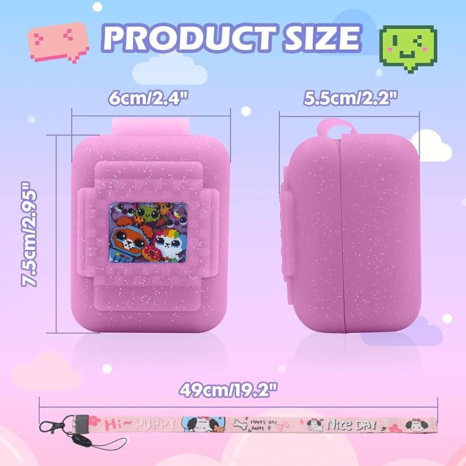 Silicone Cover for Bitzee Interactive Toy Digital Pet Case with Lanyard,Protective Case Holder Skin for Bitzee Virtual Electronic Pets for Girls & Boys (Pink)