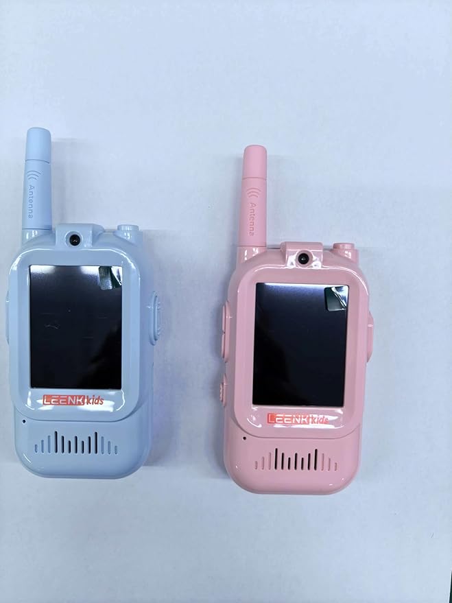 LEENK Video Walkie Talkies for Kids 2 Pack – Rechargeable Video Intercom Handheld, Indoor & Outdoor Range, Easy Use for Ages 3-12, Eco ABS, Clear Voice & Long Distance Communication (Blue & Pink)
