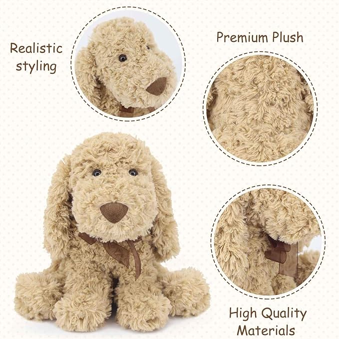 Poodle Puppy Goldendoodle Stuffed Animal, Adorable Toy Dog Labradoodle Plush for Kids Boys Girls Birthday Easter Nursery Bedtime Gift, 11.8“ Golden