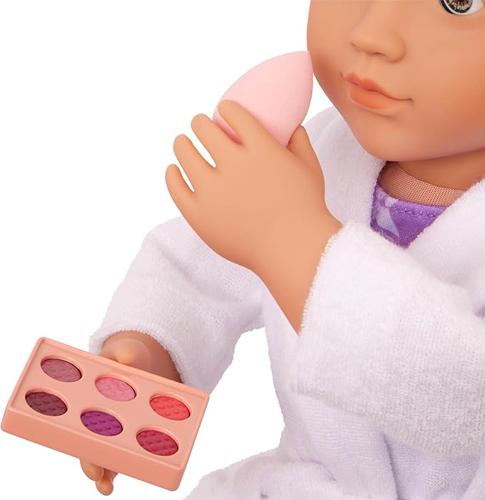 Our Generation - Pink Vanity Table and Chair Set - Makeup & Mirror - 18" Doll Accessories - Imaginative Play - Toys for Kids 3 and Up - Fabulous Play Set of