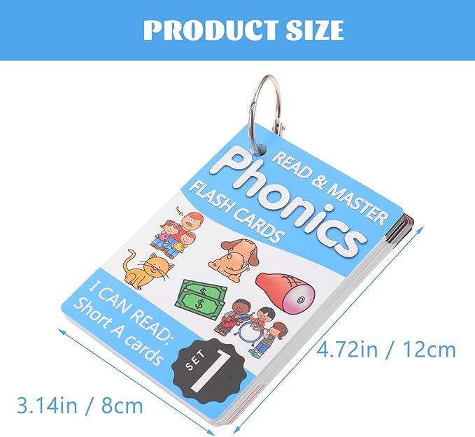 SUPVOX Phonics English Spelling Cards for Educational Brain-Developed Learning Flash Cards Metal Rings Random Cover for Preschool Boys
