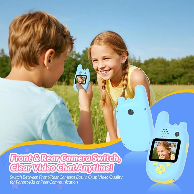 Video Walkie Talkies for Kids with Dual Cameras,2 Pack Rechargeable Kids Walkie Talkies Toys for Ages 3-9 Year Old Boy Girl, Birthday for 3 4 5 6 7 8 Year Old Boys Girls,Indoor&Outdoor
