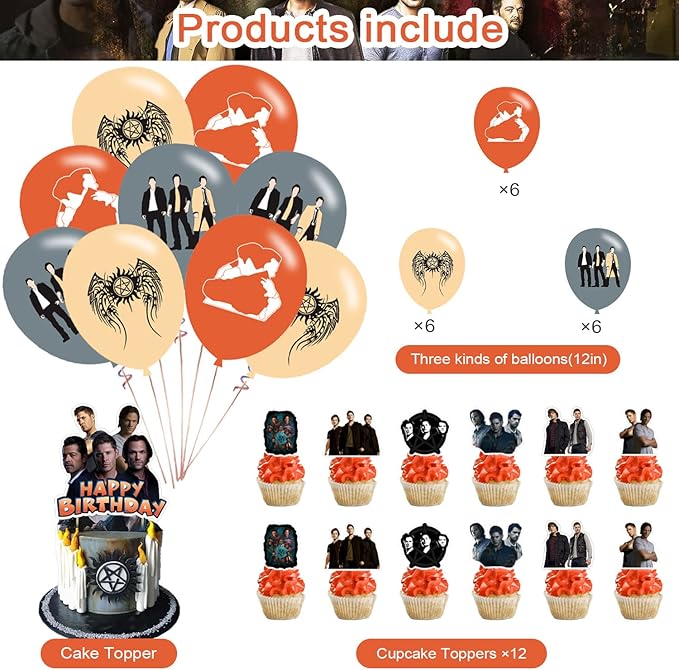 karg Super and Natural Birthday Party Decorations Pack - Includes Banner, Cake Topper, 12 Cupcake Toppers, 18 Balloons - Brown, Multicolor, Cartoon Theme