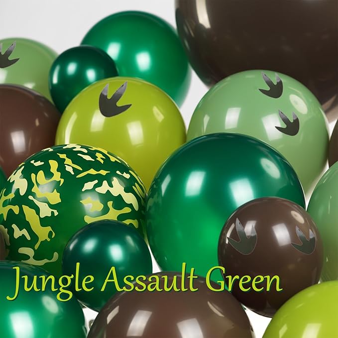 Dinosaur Trunk or Treat Car Party Balloon Arch Garland Kit with Dark Green Sage Green Brown Dino Foil Balloons for suv SUV Car Archway Garage Dinosaur T-REX Theme Halloween Decoration Supplies