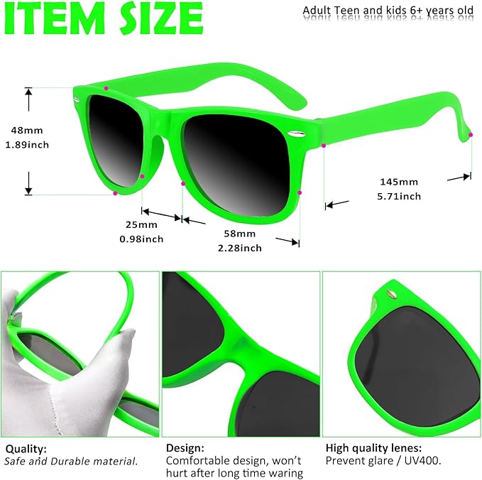 50 Pack 10 Color Neon Sunglasses Party Favors Bulk,80’s Retro Style Perfect Colorful Novelty Sun glasses Set for Birthday Party Supplies,Beach,Pool Party Favors,Goody Bag Favors for Kids Adults