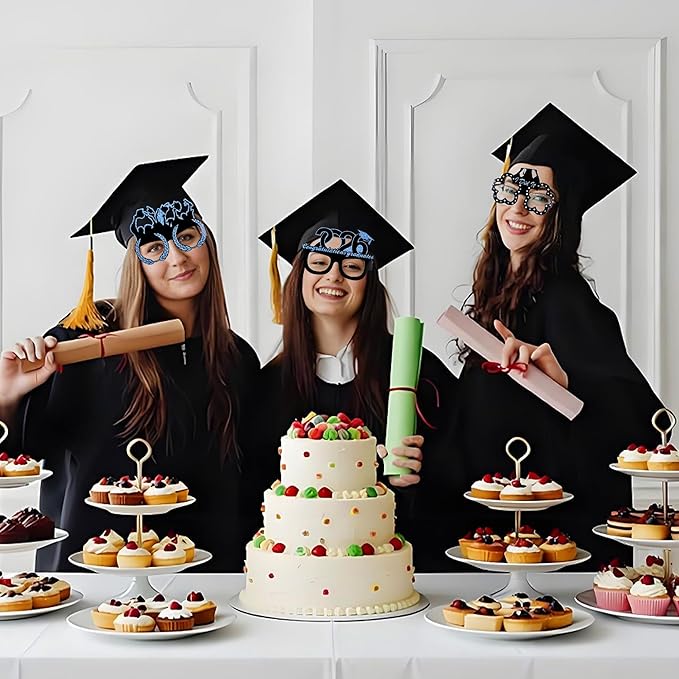 12 Pcs 2026 Graduation Party Glasses Class of 2026 Grad Party Eyeglasses Photo Props for Graduation Party Decorations（Blue）