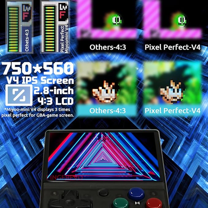 Miyoo Mini V4 Handheld Game Console 2.8-inch 750*560 IPS Screen 2000mAh Miyoo-mini v4 with Portable Case Transparent Black