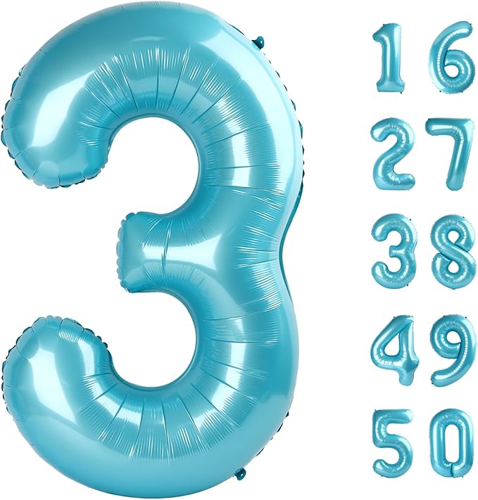 40 Inch Number Blue 3 Balloon,Large Dark Blue Foil Number Balloons 3rd 13 23 30 for Boys Girls,Digit Three Balloons Birthday Anniversary Events Party Decorations Supplies