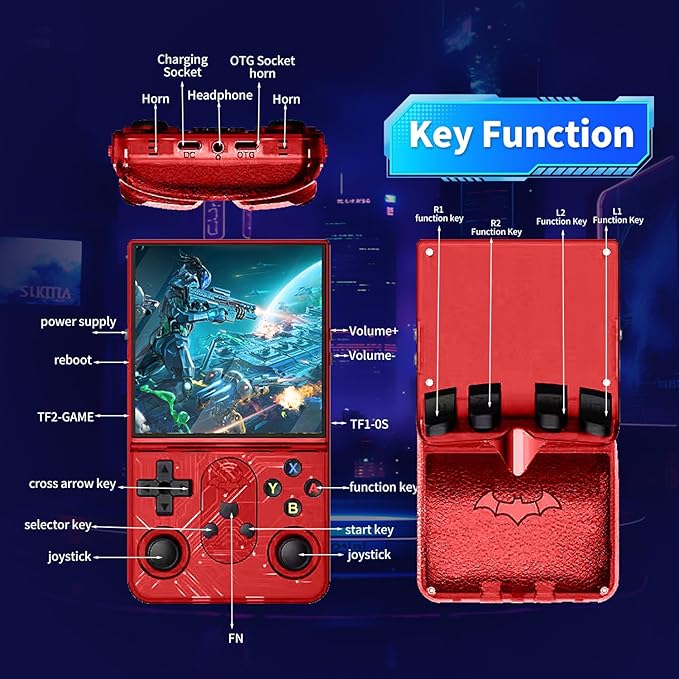 S600 Retro Gaming Console, Retro Handheld Console 4.0'' Screen Linux System, 64G TF Card, Support 30+ Simulators, 3500mAh Rechargeable Portable Pocket Arcade