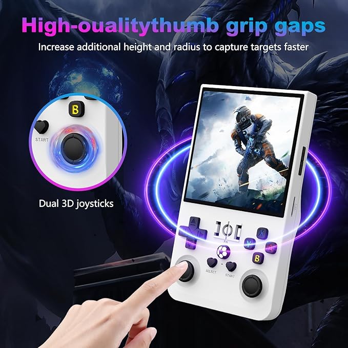 R36MAX Retro Handheld Game Console, 4.0 Inch 720x720 IPS Screen, 128GB Built-in 22000+ Classic Game, Portable Hand Held Open Source Linux System, 4000mAh Battery Retro Gaming Console(White 128GB)