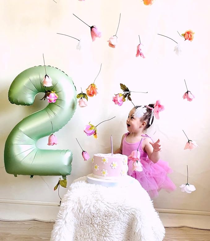 Sage Green 40 Inch Big Number Balloon Birthday Decoration, Number 2 Helium Balloon 12 20 22 23 24 26 2026 New Years Celebration, Boy Girl Baby Anniversary Party Graduations Supplies Decorations