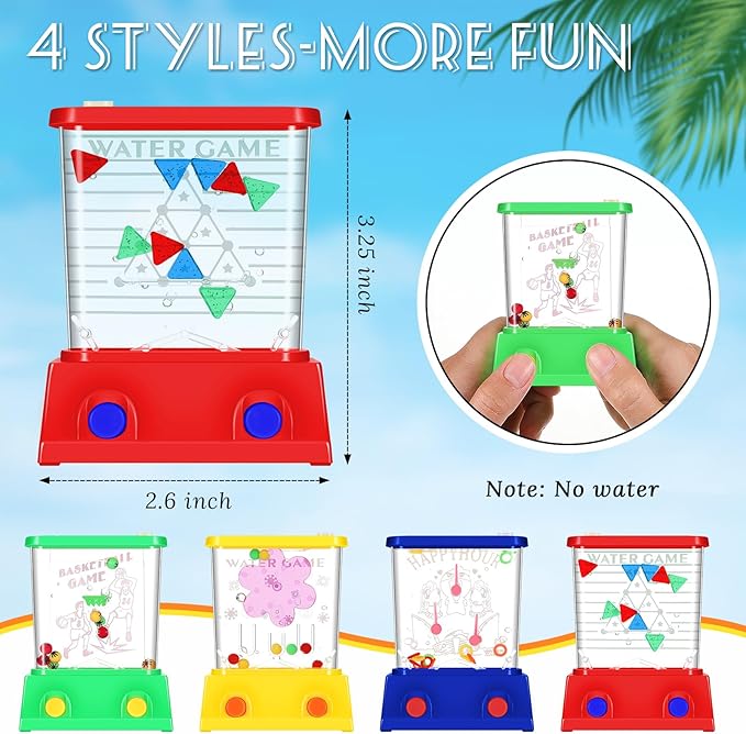 Sumind 10 Pcs Christmas Stocking Stuffers Handheld Water Game for Kids Mini Water Ring Toss Basketball Hoop Toy 90s Retro Mini Games for Goodie Bag Birthday Return Gifts (Modern Style,Bright)