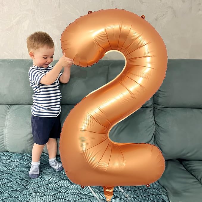 40 Inch Number 5 Balloon, Big Foil Self Inflating 5th Birthday Number Balloons Orange Decor, 0-9 Set Helium Ballons for Girls Kids Birthday Party Anniversary Celebration Party Decorations Supplies