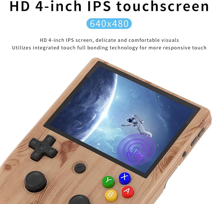 RG405V Retro Handheld Game Console , Unisoc Tiger T618 Android 12 System 4.0 Inch IPS Touch Screen Support 5G WiFi Bluetooth 5.0 with 128G TF Card 3172 Games 5500mAh Battery (Wood)