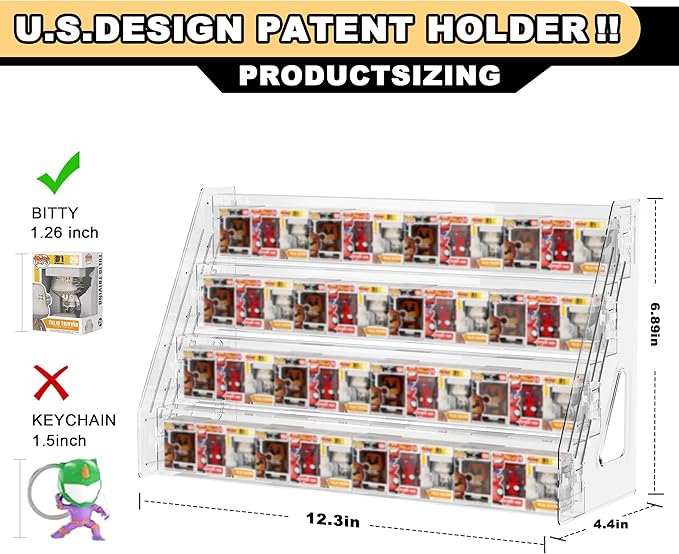 4 Layers Acrylic Display Shelf, Clear Display Stand Toys Organizer for Mini Collectible Toys