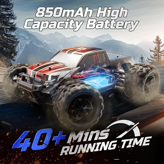 DEERC 9300E Remote Control Car High Speed RC Cars for Kids Adults 1:16 Scale 40 KM/H 4WD Off Road Monster Trucks,2.4GHz All Terrain Toy Trucks with 2 Rechargeable Battery