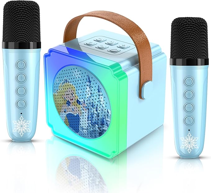 Toys for Girls Karaoke Machine for Kids, Mini Karaoke Machine with Microphones, Kids Toys 3 4 5 6 7 8 9 10 12+ Years Old, Girl Toys Princess Toys Gifts for Girls Boys Party (Blue 2 Mics)
