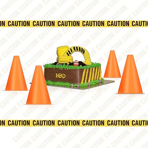 Frienda 11 Pcs Construction Birthday Party Supplies Plastic Traffic Cone Caution Tape Safety Road Parking Construction Cone Warning Tape for Halloween Party Outdoor Indoor(7.1 Inch Tall,Classic)