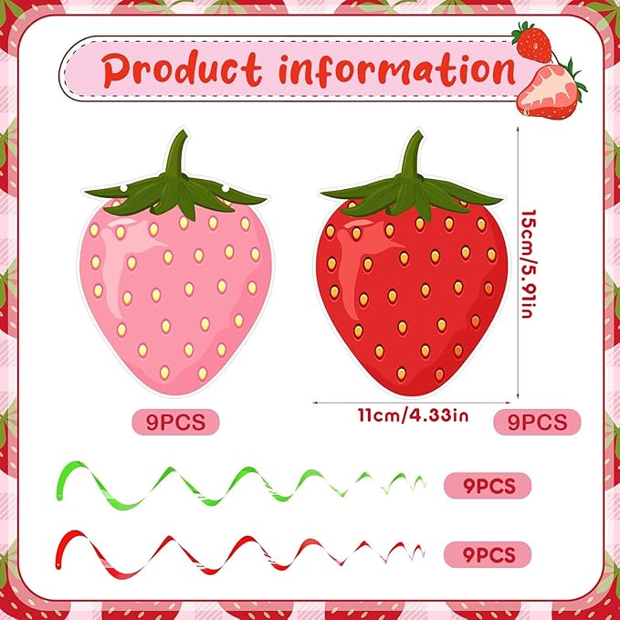 Lewtemi 36 Pcs Strawberry Decor Berry First Birthday Decor Hanging Swirl Banner for Strawberry Party Decorations Baby Shower Party Supplies(Colorful)