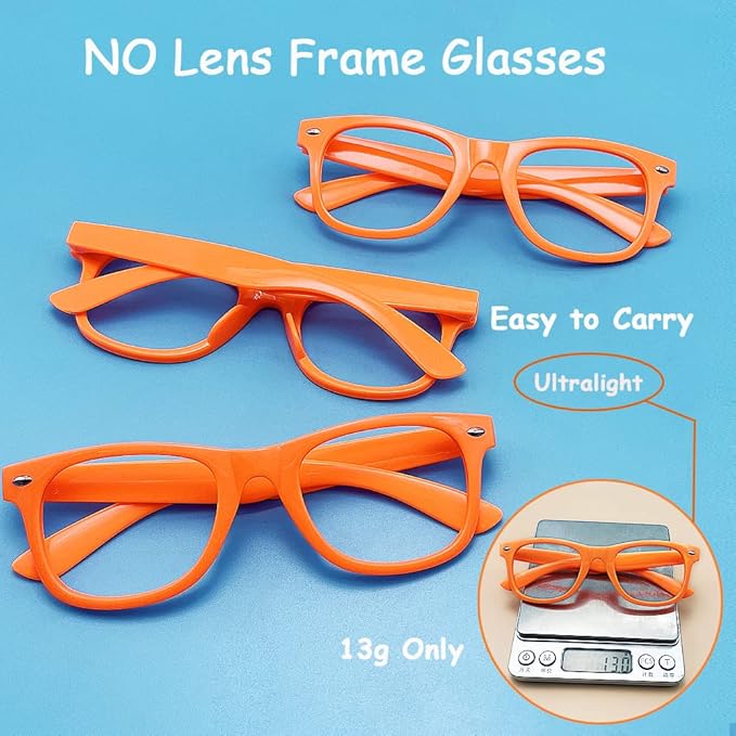 Pibupibu 8/20 Packs Kids/Adult Frame Only No Lens Orange Glasses Party Favors Supplies