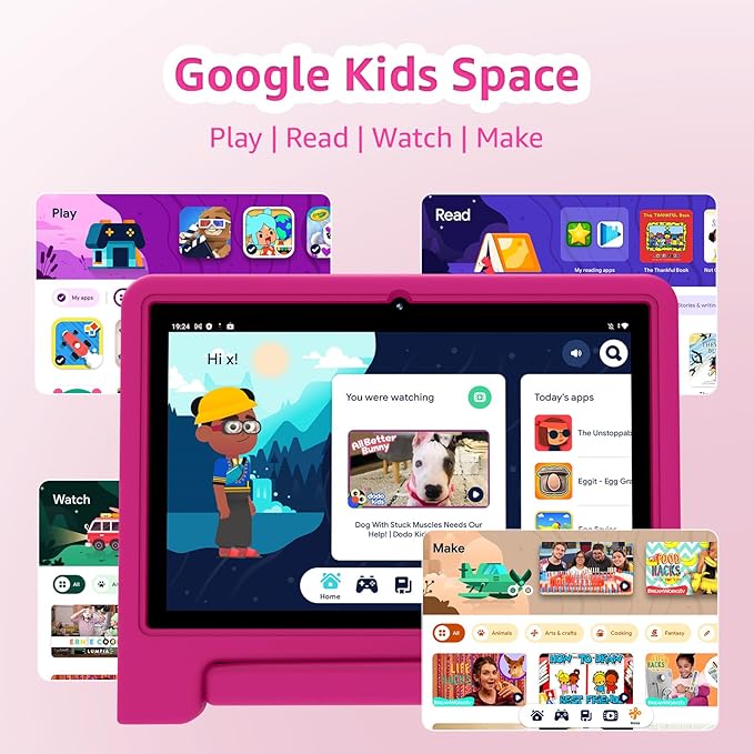 ApoloSign Kids Tablet, 10 Inch Tablet for Kids with Android 13, WiFi, BT5.0, Dual Camera, Pre-Installed Educational App, Parental Control, Shockproof Case for Boys Girls (Pink)