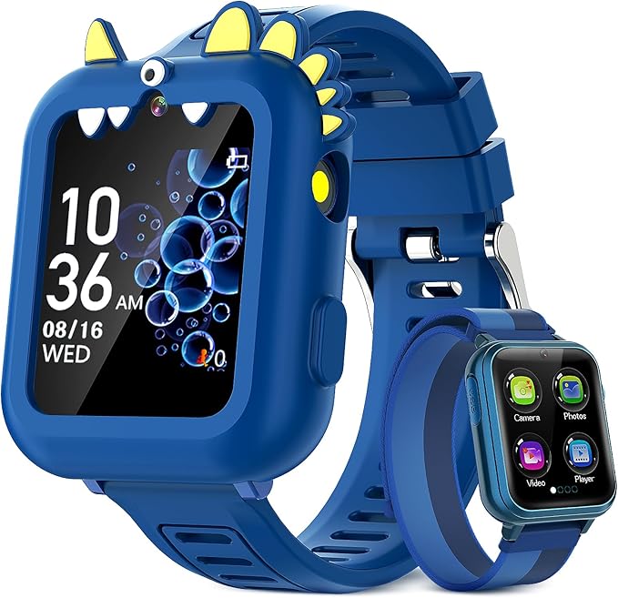 Kids Smart Watch Boys Gift Age 3-12 with 39 Games Alarm Clock Camera Video Music Player Pedometer Flashlight 12/24 hr HD Touch Screen Kids Watch Birthday Boys Gift Toys for 4 5 6 7 8 9 10 Years Olds